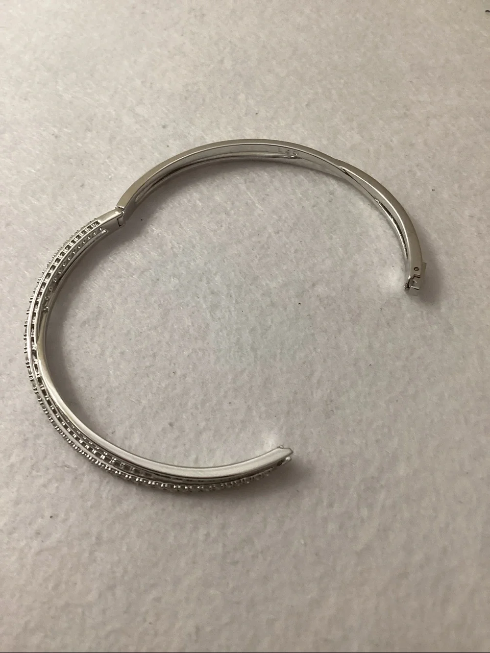 Swarovski Silver-Tone Pavé Twisted Double-Row Bangle Bracelet